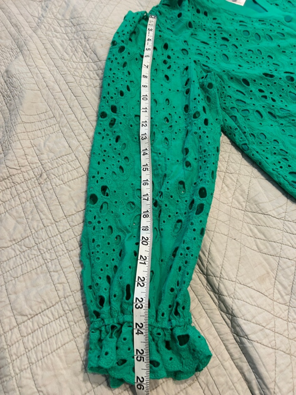 Fashion Emerald Eyelet Button-Front Blouse - Picture 11 of 11